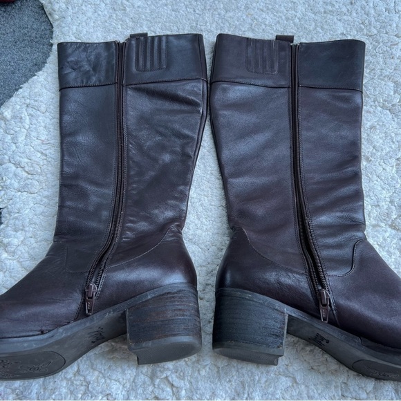 Tara M Brown Leather DIDI Faux Fur Interior Block Heel Rounded Toe Boots Sz 9 - Picture 4 of 14